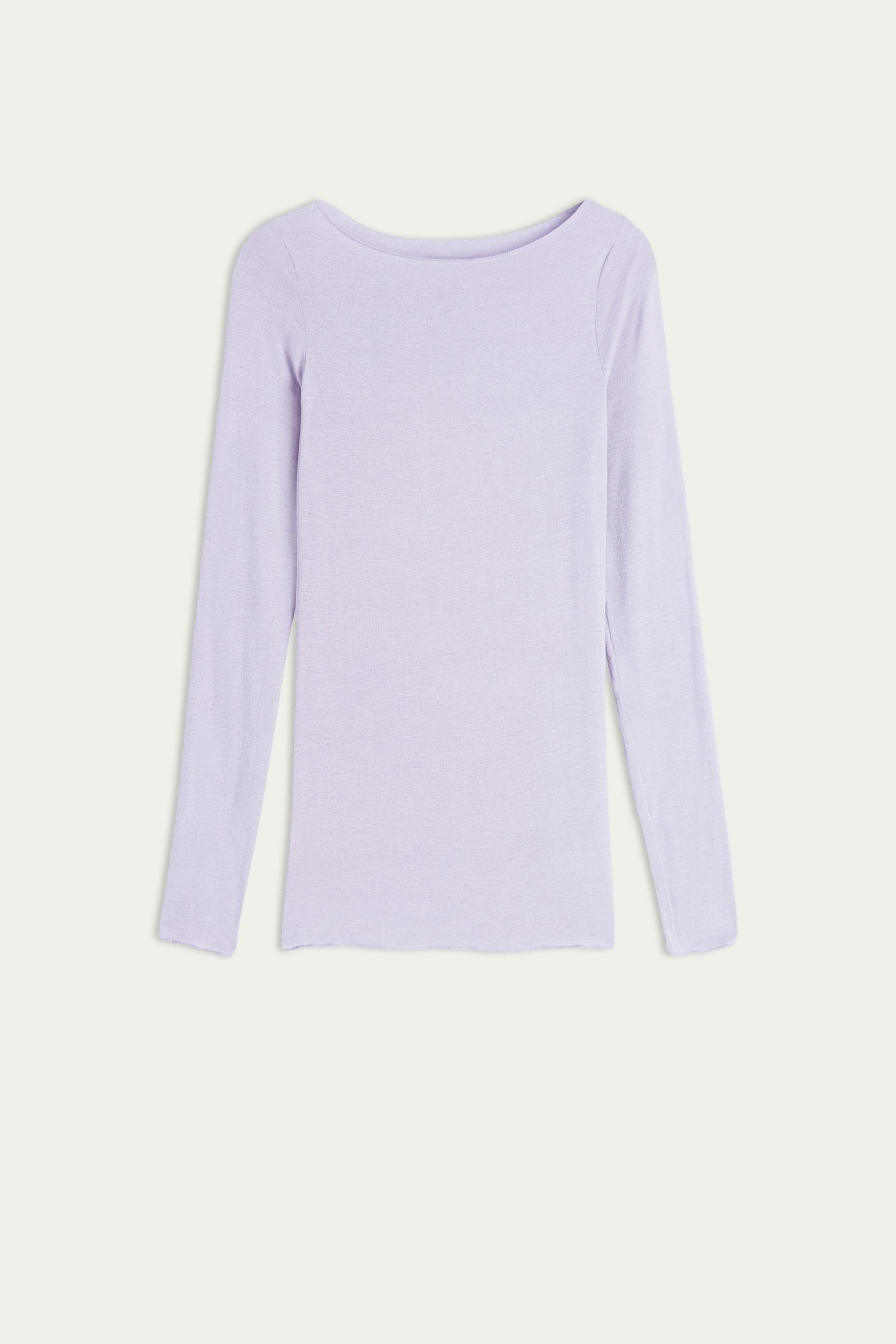 Purple Boat Neck Modal Cashmere Jumper, , large image number 2