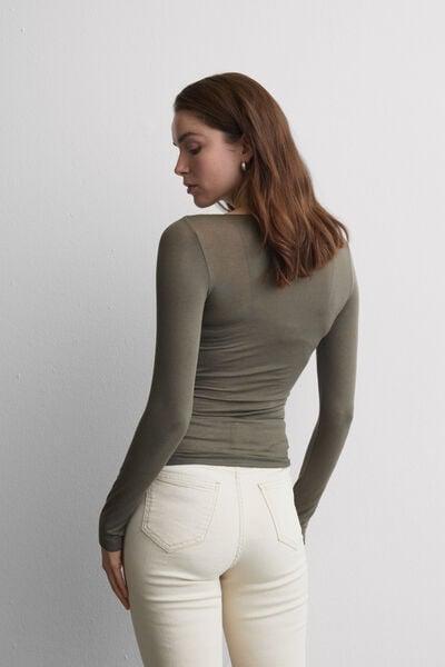 Green Boat Neck Modal Cashmere Ultralight Jumper, 5601_660J, large image number 2