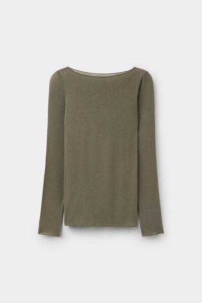 Green Boat Neck Modal Cashmere Ultralight Jumper, 5601_660J, large image number 3