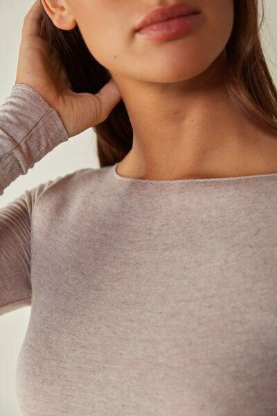 Beige Boat Neck Blouse, Shell Beige Blend, large image number 10