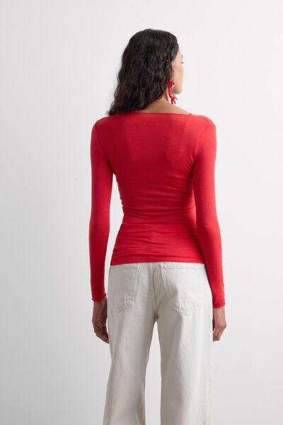 Red Boat Neck Modal Cashmere Ultralight Jumper, 5601_845J, large image number 2