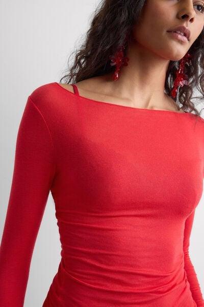 Red Boat Neck Modal Cashmere Ultralight Jumper, 5601_845J, large image number 5