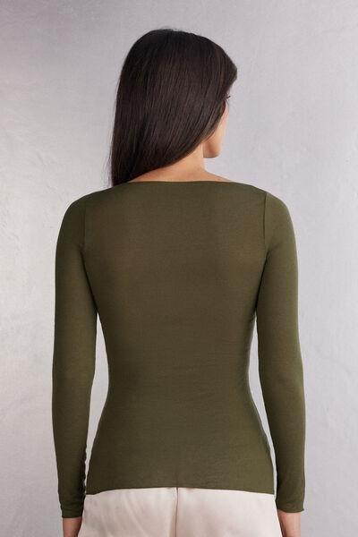 Green Boat Neck Cashmere Jumper, 5601_848J, large image number 3