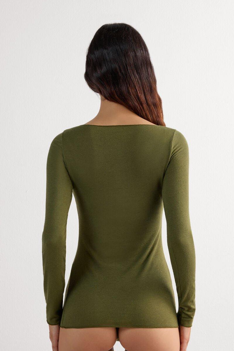Green Ultralight Boat-Neck Cashmere top, 5601_848J, large image number 6
