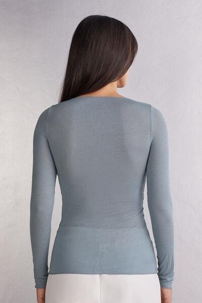Blue Boat Neck Cashmere Jumper, , large image number 3