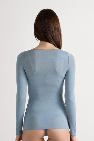 Blue Ultralight Boat-Neck Cashmere top, 5601_850J, large image number 5