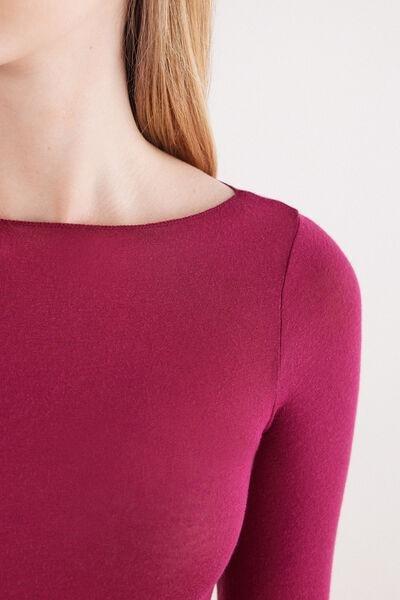 Pink Boat Neck Modal Cashmere Ultralight Top, 5601_940J, large image number 5