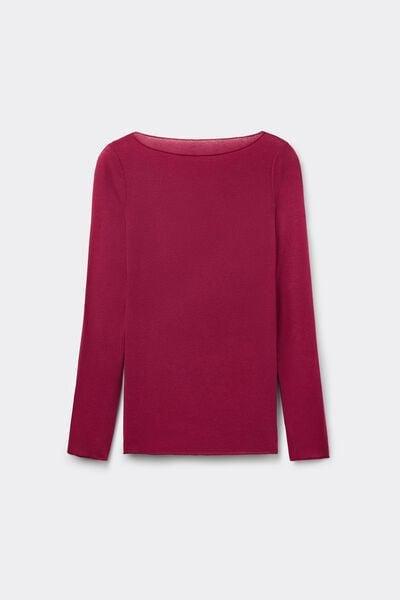 Pink Boat Neck Modal Cashmere Ultralight Top, 5601_940J, large image number 6