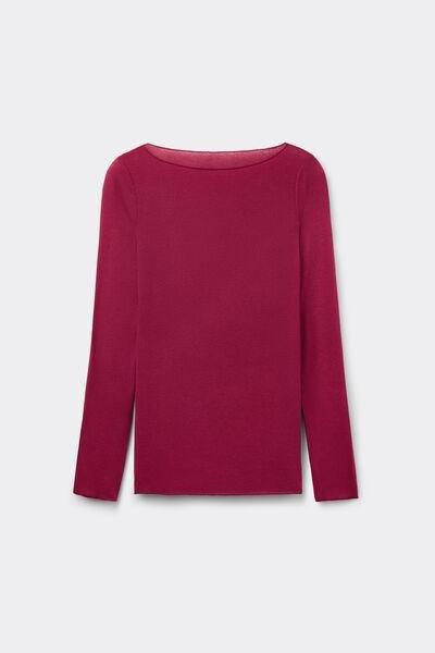 Pink Boat Neck Modal Cashmere Ultralight Top, 5601_940J, large image number 9