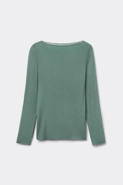 Green Boat Neck Modal Cashmere Ultralight Top, 5601_941J, large image number 8