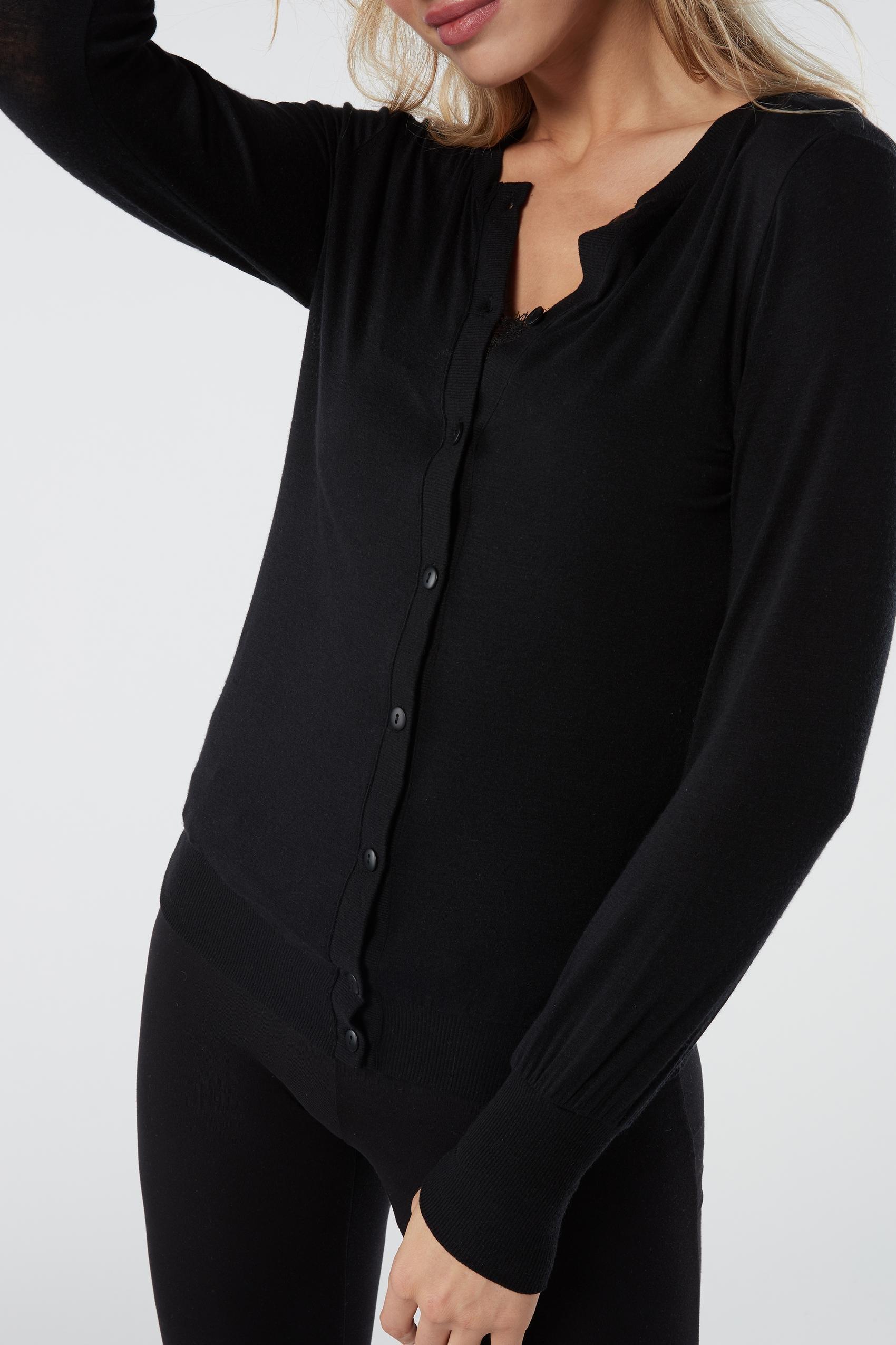 BLACK Modal Cashmere Cardigan, , large image number 0
