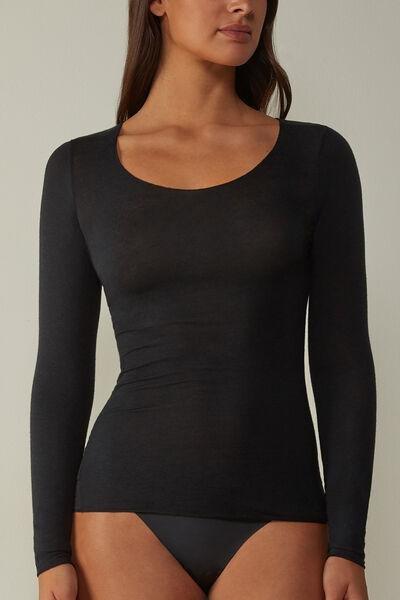 Black Long-Sleeved Cashmere Jumper, , large image number 0
