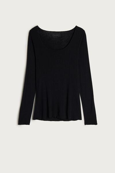 Black Long-Sleeved Cashmere Jumper, , large image number 2