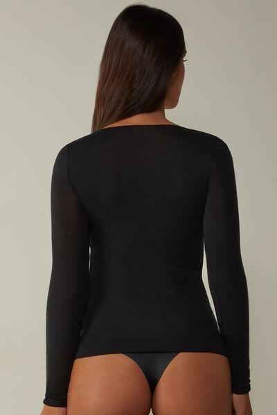 Black Long-Sleeved Cashmere Jumper, , large image number 3