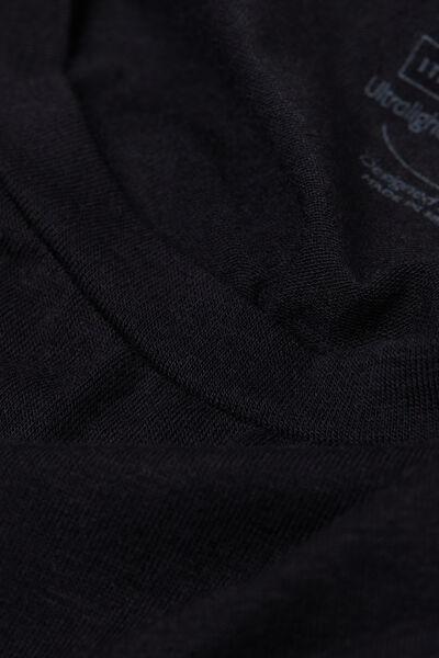 Black Long-Sleeved Scoop-Neck Top, Black, large image number 6