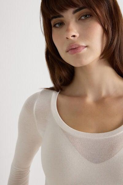 White Ultralight Long-Sleeved Top, Vanilla, large image number 5