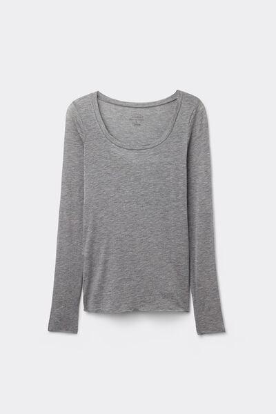 Grey Long-Sleeved Modal Top, 5601_456J, large image number 3