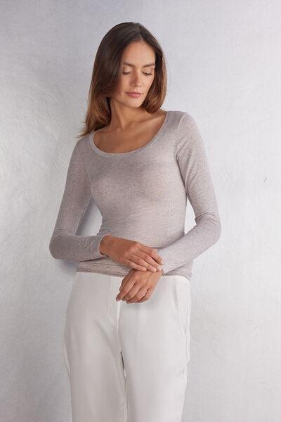 Beige Long-Sleeved Top, , large image number 1