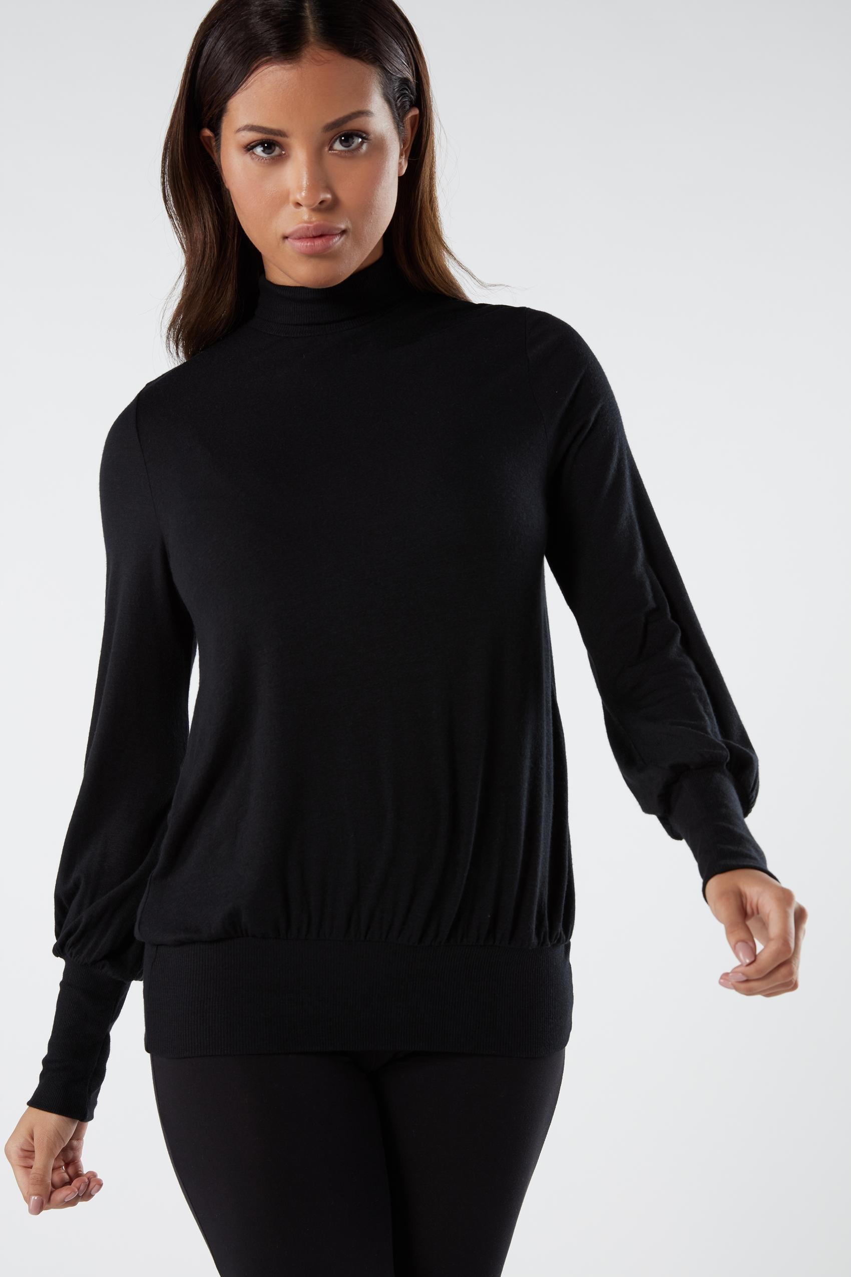 Black Long-Sleeved Modal Cashmere Jumper, , large image number 0