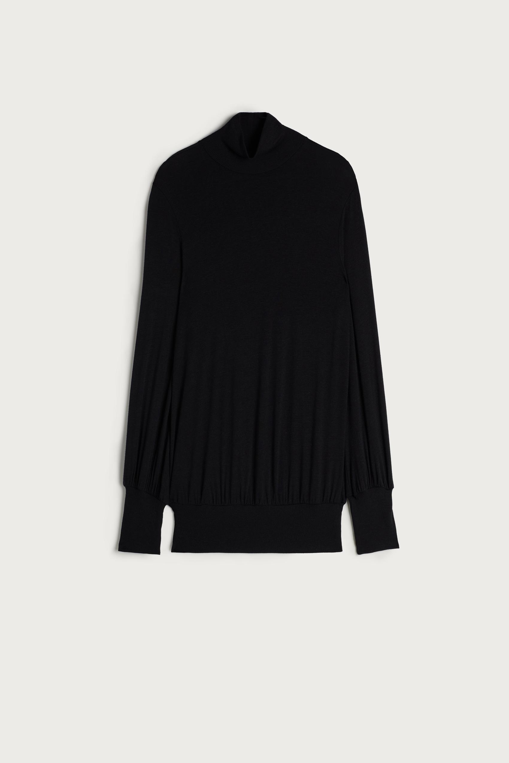 Black Long-Sleeved Modal Cashmere Jumper, , large image number 2