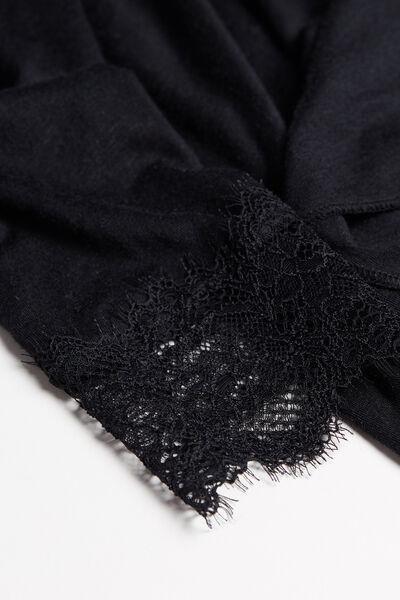 Black Modal Cashmere Ultralight Long Lace Shirt, , large image number 7