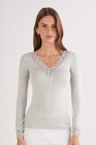 Grey Ultralight Long Lace Shirt, 5601_035K, large image number 0