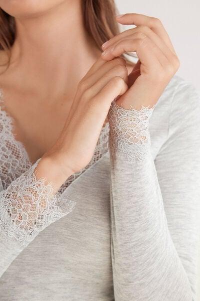 Grey Ultralight Long Lace Shirt, 5601_035K, large image number 10