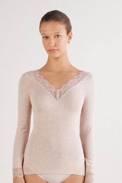 Beige Ultralight Long Modal Top, 5601_036K, large image number 0