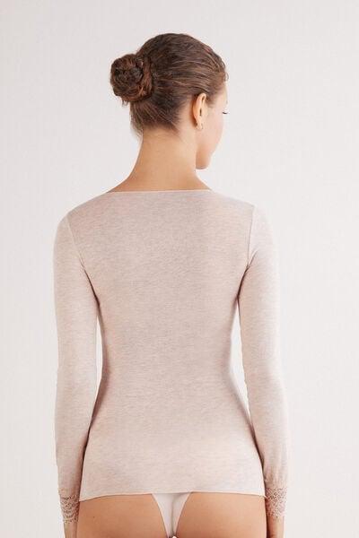 Beige Ultralight Long Modal Top, 5601_036K, large image number 3