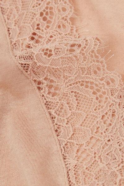 Beige Modal Cashmere Ultralight Long Lace Shirt, Soft Beige, large image number 4
