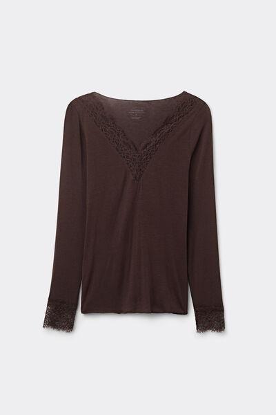 Brown Ultralight Lace Detailed Top, No Colour, large image number 5