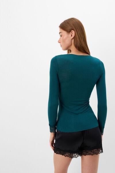 Green Modal Cashmere Ultralight Long Lace Shirt, 5601_187K, large image number 1