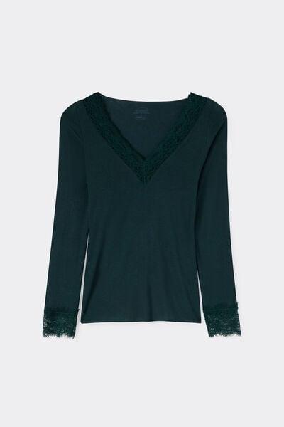 Green Modal Cashmere Ultralight Long Lace Shirt, 5601_254K, medium