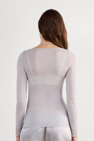 Grey Lace-Trimmed Long-Sleeved Top, 5601_347J, large image number 5