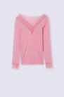 Intimissimi - Pink Long-Sleeved Lace Shirt Made Of Modal And Cashmere Ultralight
