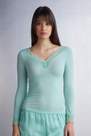 Intimissimi - Green Long-Sleeved Lace Shirt Made Of Modal And Cashmere Ultralight
