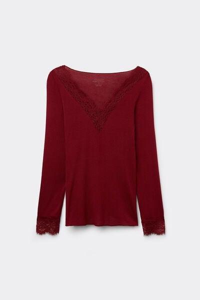 Red Ultralight Long Lace Shirt, 5601_770J, large image number 3