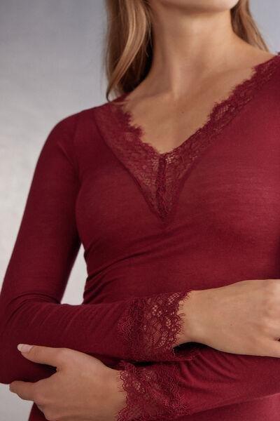 Red Ultralight Long Lace Shirt, 5601_770J, large image number 5