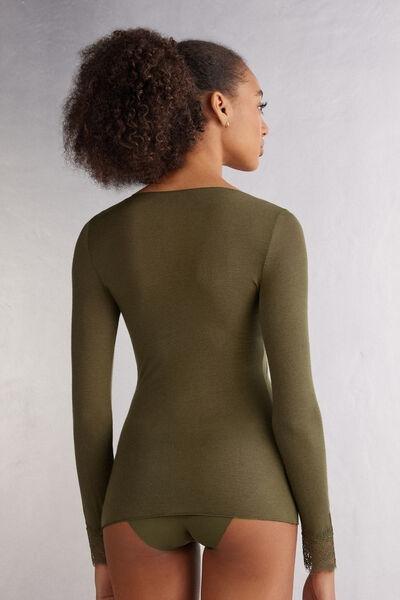 Green Ultralight Long Lace Shirt, 5601_848J, large image number 3