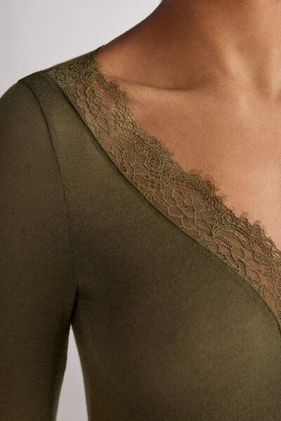 Green Ultralight Long Lace Shirt, 5601_848J, large image number 5