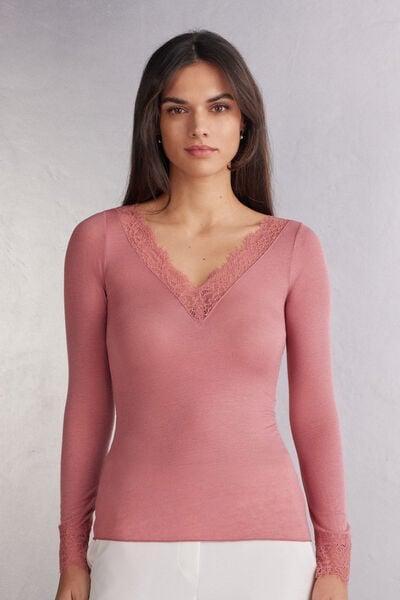 Pink Long Lace Blouse, 5601_849J, large image number 1