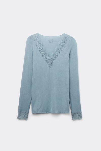 Blue Long Lace Blouse, 5601_850J, large image number 2