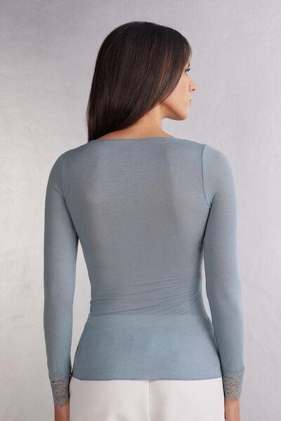 Blue Long Lace Blouse, 5601_850J, large image number 3