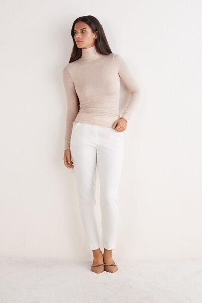 Beige Modal Cashmere Ultralight High-Neck Top, 5601_036K, large image number 1