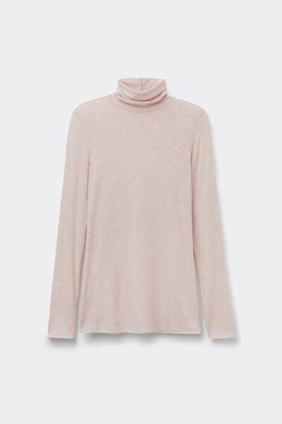 Beige Modal Cashmere Ultralight High-Neck Top, 5601_036K, large image number 2