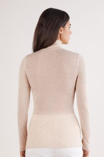 Beige Modal Cashmere Ultralight High-Neck Top, 5601_036K, large image number 3