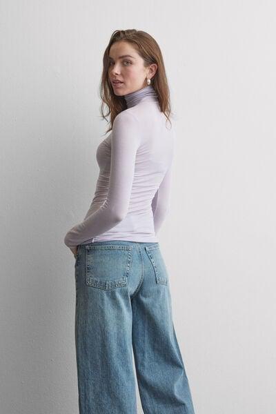 Lilac Modal Cashmere Ultralight High-Neck Top, 5601_056K, large image number 2