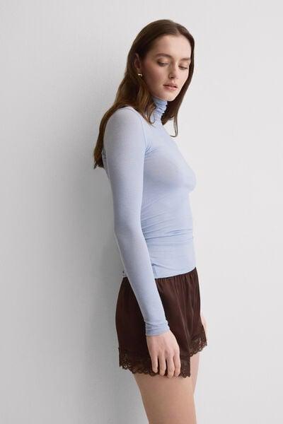 Blue Modal Cashmere Ultralight High-Neck Top, 5601_064K, medium