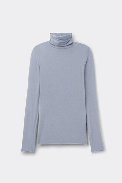 Blue Modal Cashmere Ultralight High-Neck Top, 5601_064K, large image number 3