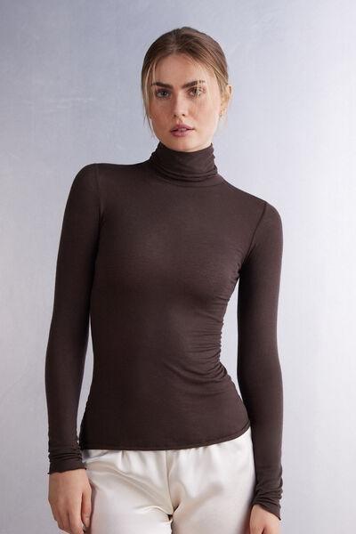 Brown Ultralight High-Neck Top, , large image number 0